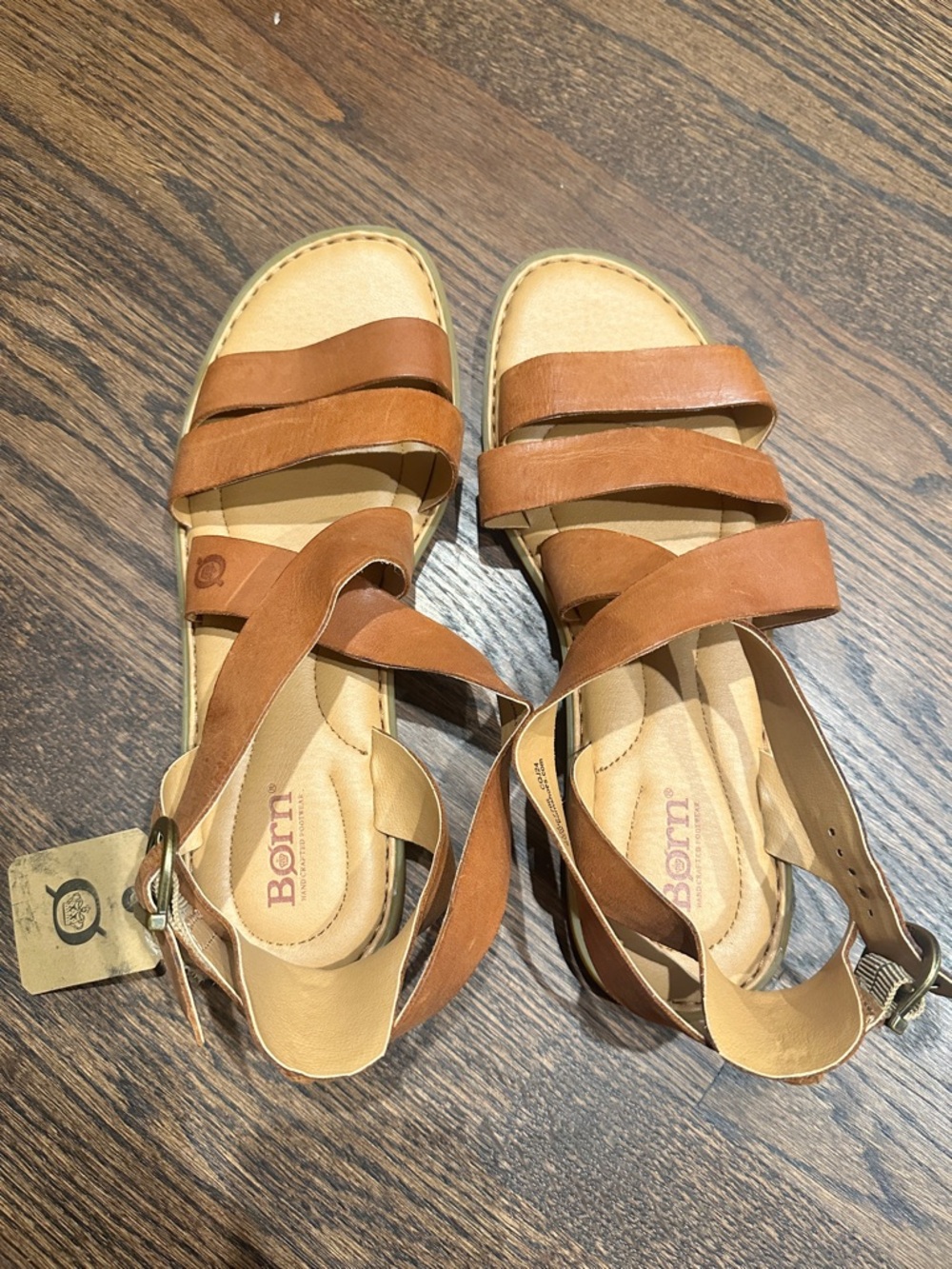 NWT Born Women's Brown Leather Multi-Strap Sandals